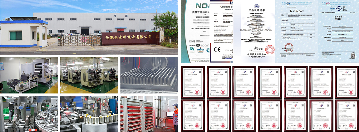 2200mah lithium battery factory equipment and certificate display